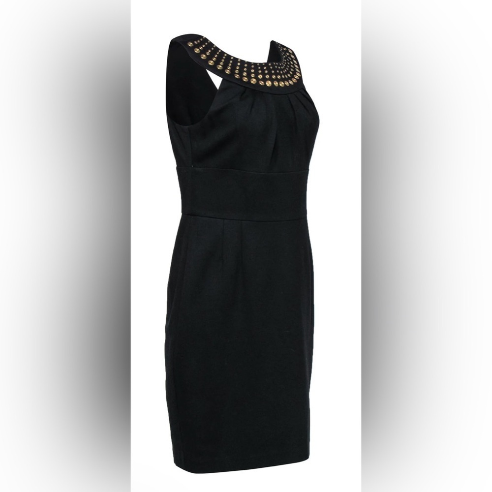 Trina Turk Little Black Dress with Gold Rivets on Collar Sleeveless size 6 - Picture 3 of 6